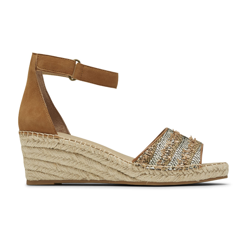 Sandalias Rockport Mujer Mexico - Marah Woven Ankle Strap Kaki - LWXUM6913